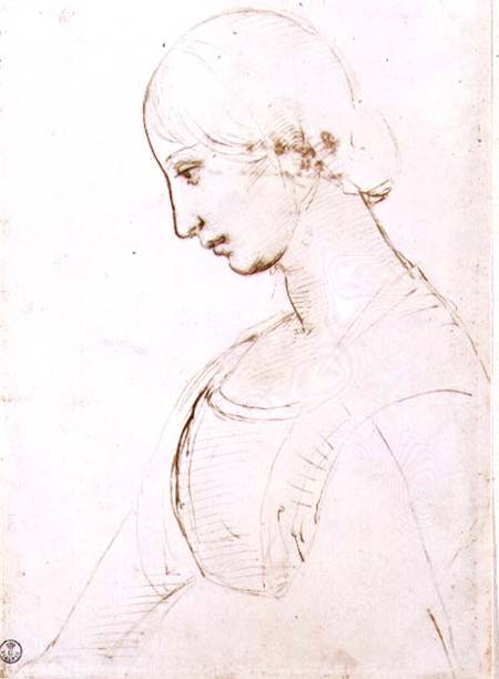Portrait of a young woman (pen & ink) from (Raffael) Raffaello Santi