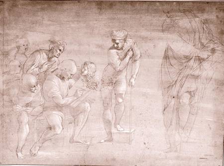 Pythagoras, drawing for the 'School of Athens' fresco cil & from (Raffael) Raffaello Santi