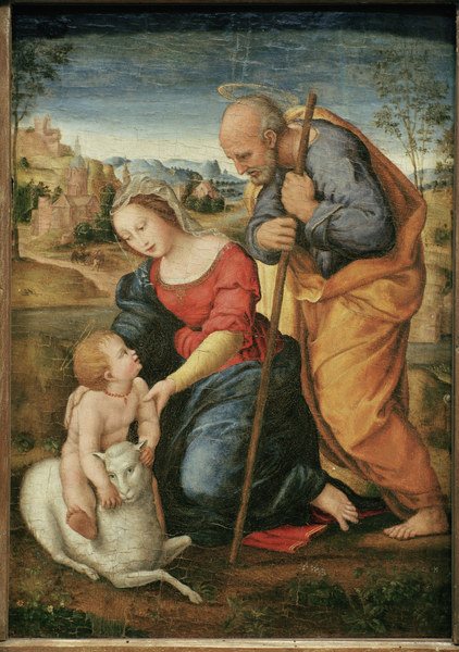 Raphael / Holy Family with lamm / 1504 from (Raffael) Raffaello Santi