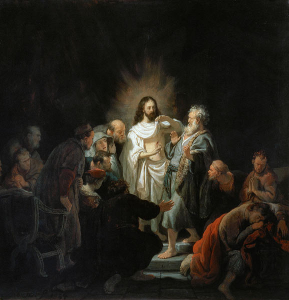 Der auferstandene Jesus zeigt dem Apostel Thomas seine Wunden from Rembrandt van Rijn