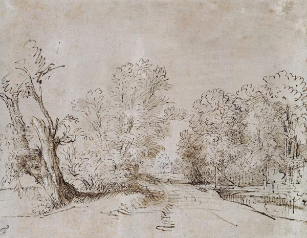 A Wooded Road from Rembrandt van Rijn