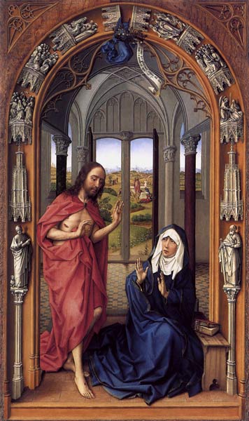 Marienaltar, rechter Flügel - Christus erscheint Maria from Rogier van der Weyden