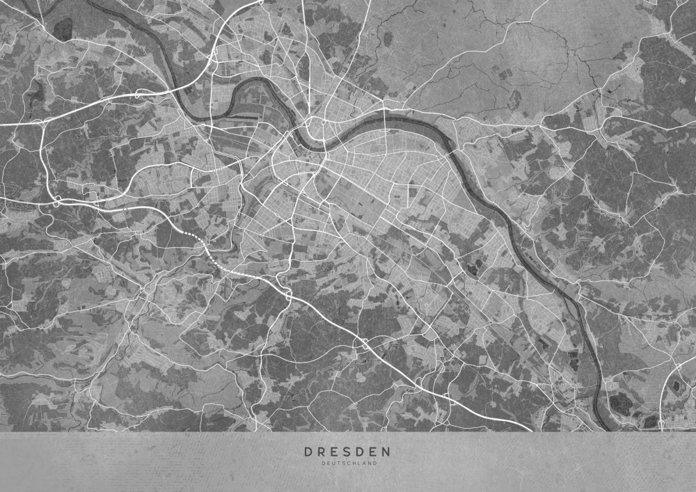 Graue Vintage-Karte von Dresden,Deutschland from Rosana Laiz Blursbyai