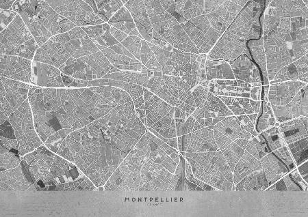Graue Vintage-Karte von Montpellier,Frankreich