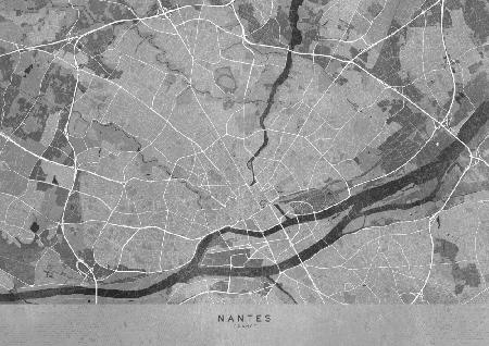 Graue Vintage-Karte von Nantes,Frankreich