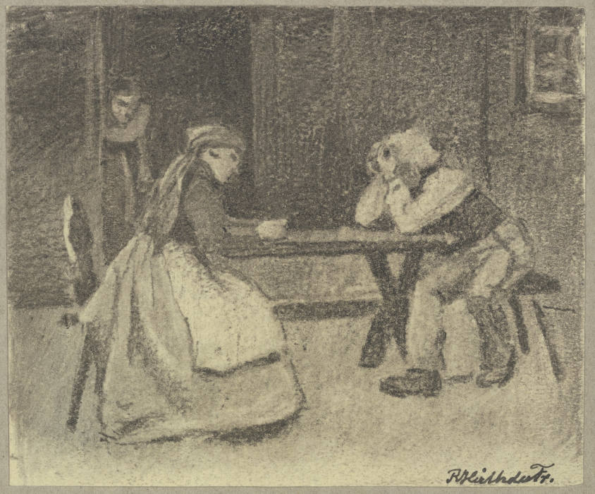 Jägerblut, Mann und Frau sitzen an einem Tisch from Rudolf Hirth du Frênes