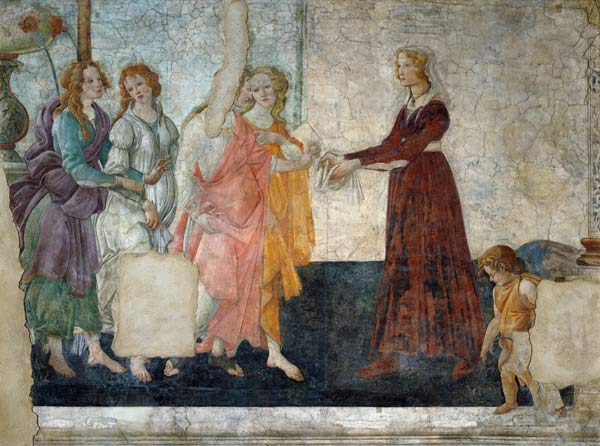 Venus und die drei Grazien übergeben einer jungen Frau Geschenke from Sandro Botticelli