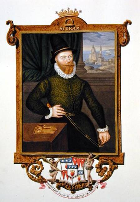 Portrait of James Douglas (c.1516-81) 4th Earl of Morton from 'Memoirs of the court of Queen Elizabe from Sarah Countess of Essex