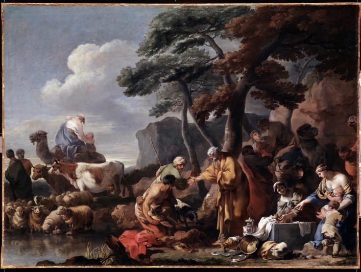 Jacob burying the strange gods under the oak by Shechem from Sébastien Bourdon