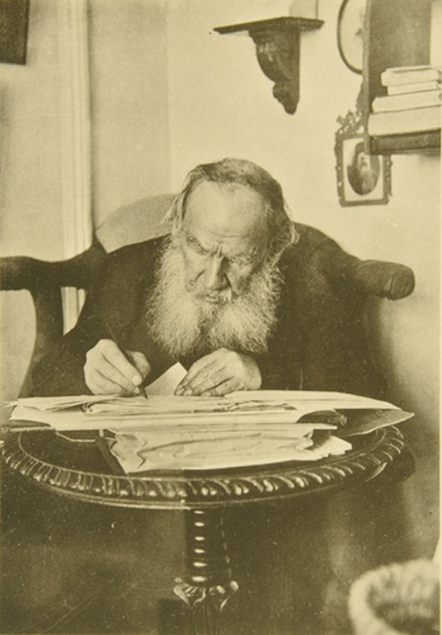 Leo Tolstoy at the work from Sophia Andreevna Tolstaya