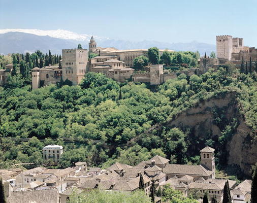 View of the Palace of the Alhambra from the north-east, 14th-16th century (photo) from Spanish School