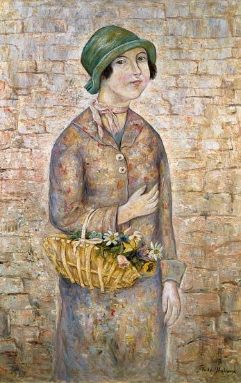 A Girl with a Basket of Flowers from Tadeusz Makowski
