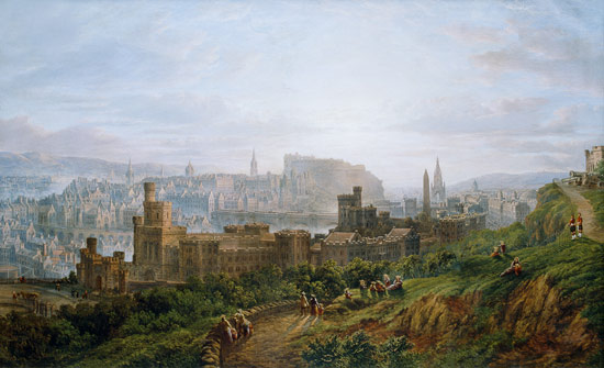 Edinburgh. Blick vom Carlton Hill über das Gefängnis und die Stadt zum Schloss. from Thomas Grant