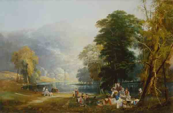 Picknick im Gebirge, am Ufer eines Sees. from Thomas Miles Richardson d.Ä.