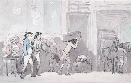 Rowlandson and Wigstead (1745-93) Arriving at an Inn (pen & grey ink and w/c on paper) from Thomas Rowlandson