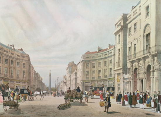 Regent Street, Looking Towards the Duke of York's Column, from 'London As It Is', engraved and pub. from Thomas Shotter Boys