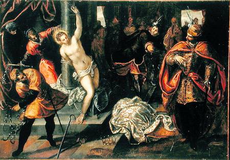 Saint Catherine of Alexandria being whipped in the presence of Emperor Maxentius from Tintoretto (eigentl. Jacopo Robusti)