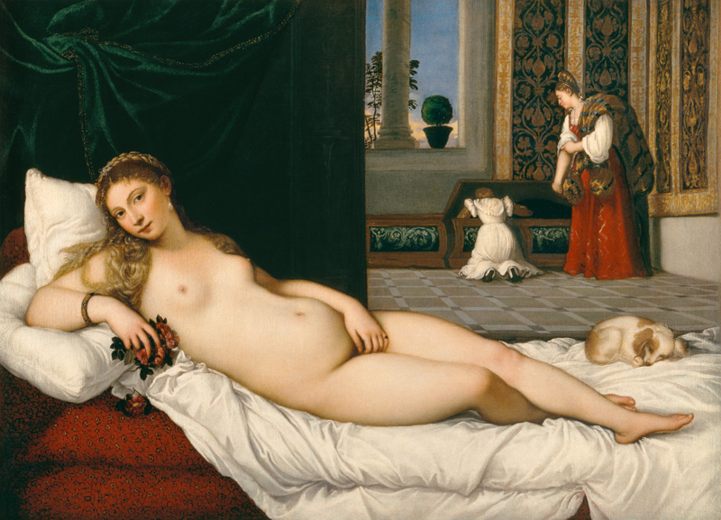 Die Venus von Urbino from Tizian (eigentl. Tiziano Vercellio)