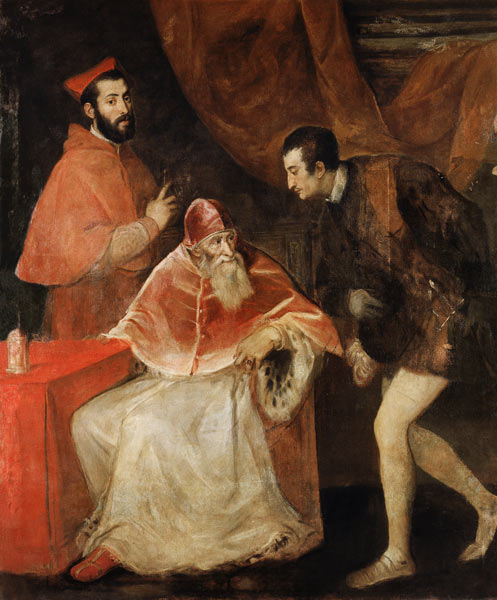 Bildnis Papst Pauls III. mit seinen Nepoten from Tizian (eigentl. Tiziano Vercellio)