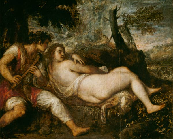 Nymphe und Schäfer from Tizian (eigentl. Tiziano Vercellio)
