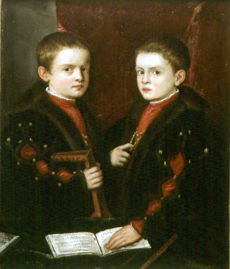 Portrait of Gerolamo Melchiorre (b.1536) and his brother Francesco Santo da Pesaro (b.1537) from Tizian (eigentl. Tiziano Vercellio)