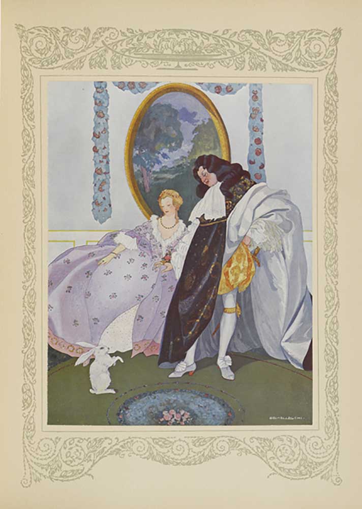 Der König betrachtete den kleinen Hasen, eine Illustration aus "Contes du Temps Jadis" oder "Tales f from Umberto Brunelleschi