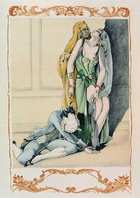 Illustration aus Candide von Voltaire, herausgegeben von Gibert Jeune, 1952