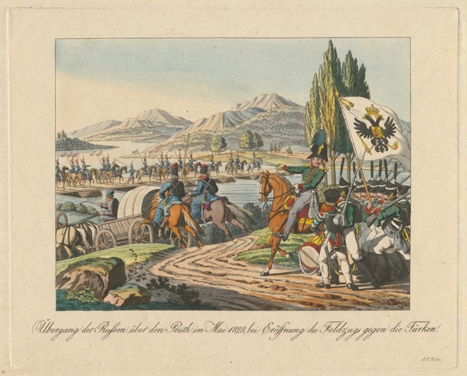 Russian army crosses the Pruth River into Moldavia on May 1828 from Unbekannter Künstler