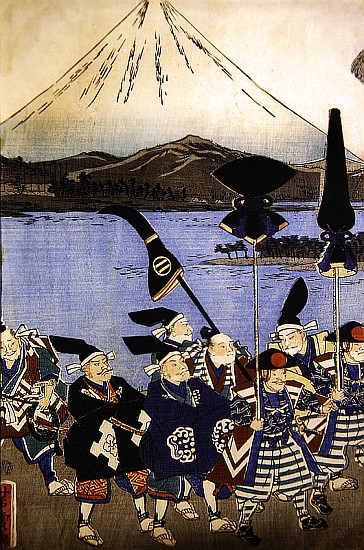 The Daimyo''s entourage before Mount Fuji from Utagawa Yoshitora