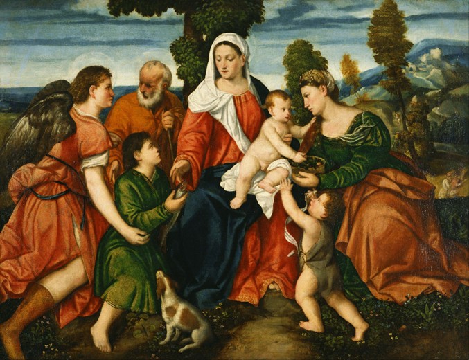 The Holy Family with Tobias and the Angel, Saint Dorothy, John the Baptist and the Miracle of the Co from Veronese, Paolo (eigentl. Paolo Caliari)