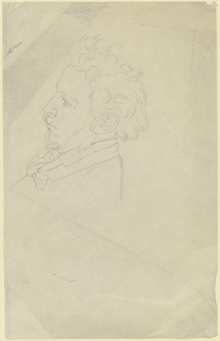 Kopf eines Mannes mit Spitzbart, im Profil nach links, etwas zurückgelegt from Victor Müller