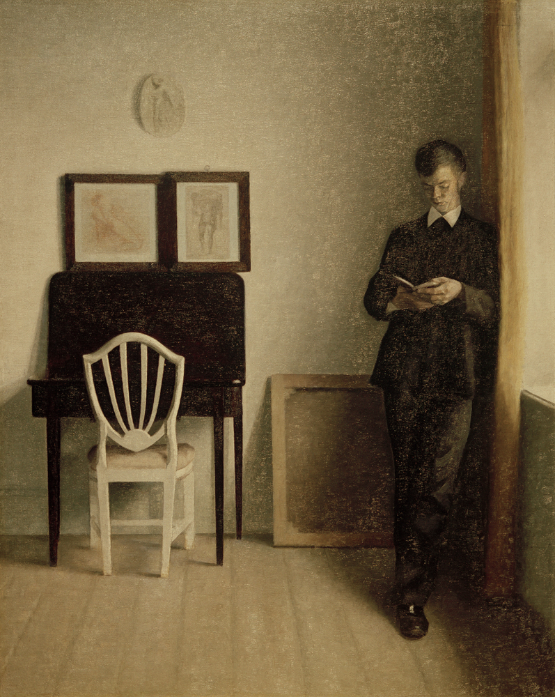 Interieur mit lesendem jungen Mann from Vilhelm Hammershöi
