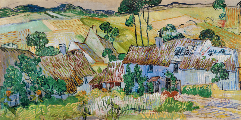 Strohgedeckte Häuser vor einem Hügel from Vincent van Gogh