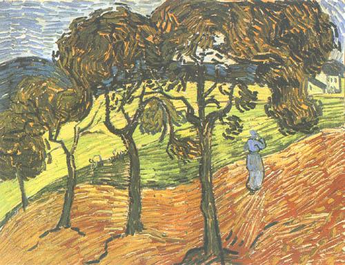Landschaft mit Bäumen und Figuren from Vincent van Gogh