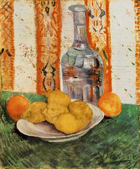 Stilleben mit Flasche und Zitronen 1887