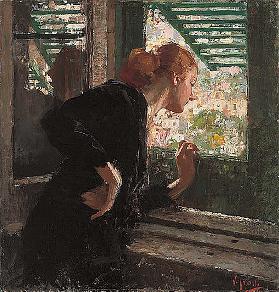 Frau an einem Fenster