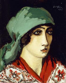 Ruth mit grünem Kopftuch, 1927