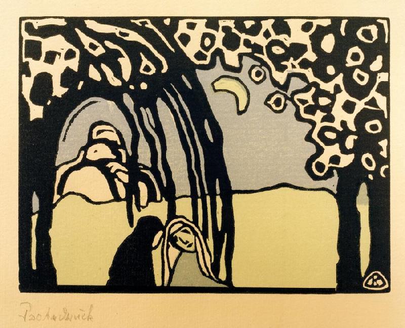 Two Women in Moonlit Landscape from Wassily Kandinsky