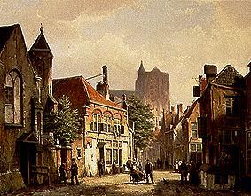 Straßen-Szene in Rotterdam mit der St. Laurens-Kirche from Willem Koekkoek