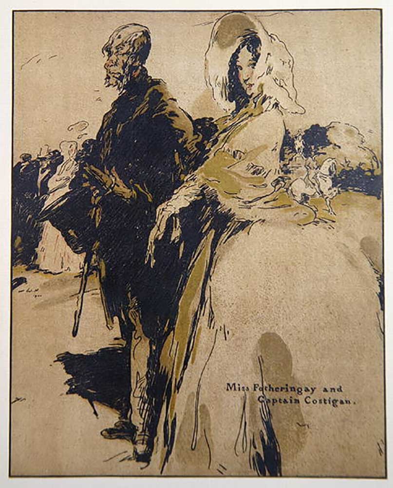 Miss Fotheringay und Captain Costigan, Illustration aus Characters of Romance, erstmals 1900 veröffe from William Nicholson